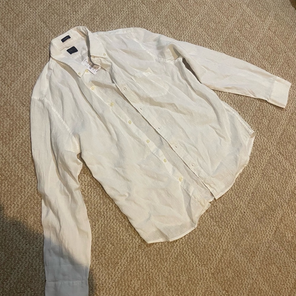 *NEW WITH TAGS* J Crew Men’s White Button Up Long Sleeve Shirt Size L